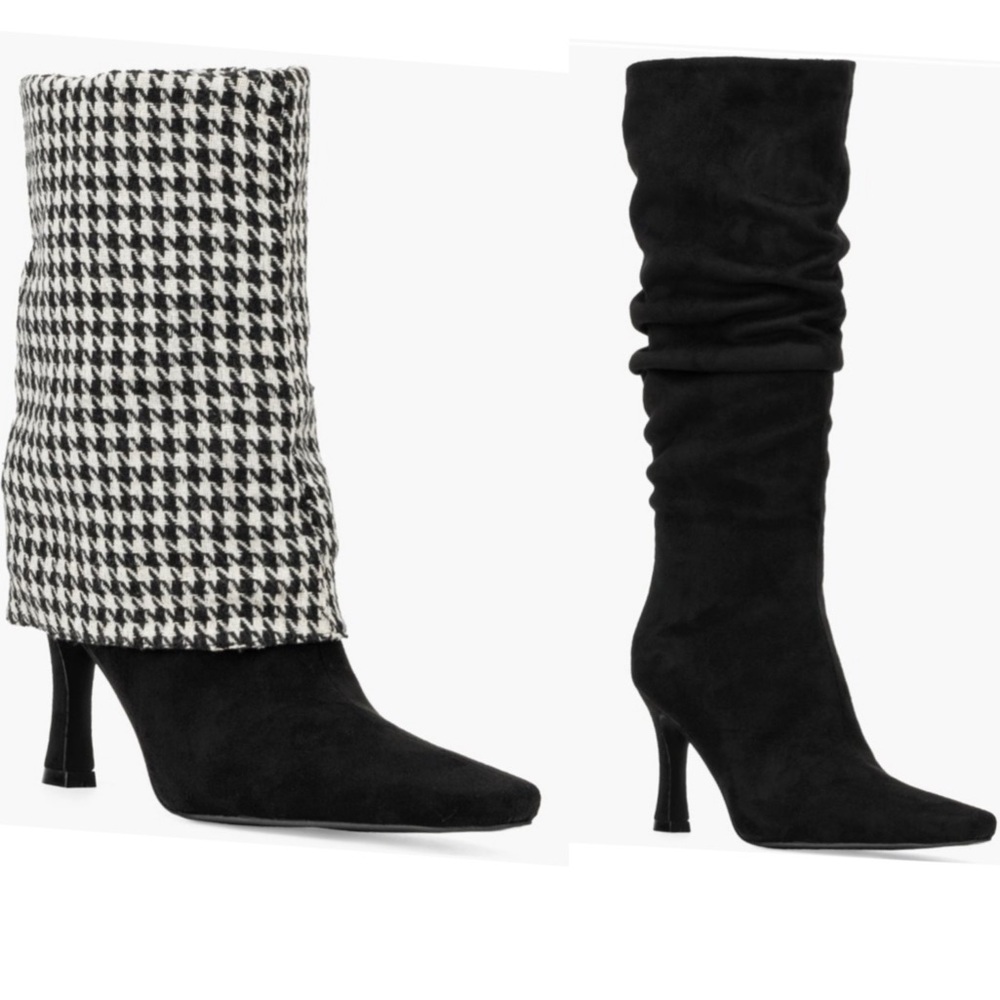 NEW NEW YORK & COMPANY Kalissa Tall Convertible Stiletto Boot Houndstooth 7